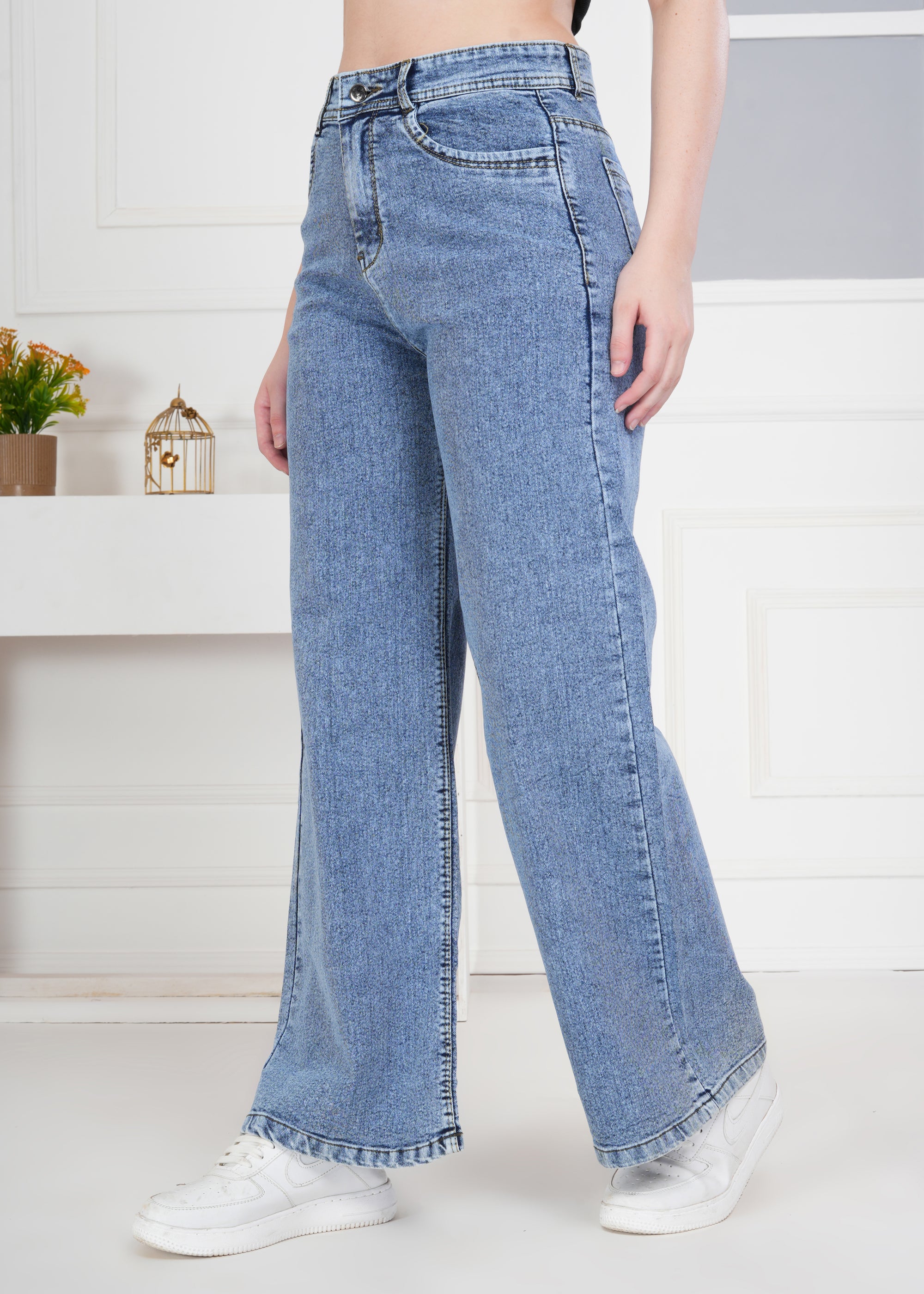 Women Bootcut High Rise Light Fade Blue Jeans