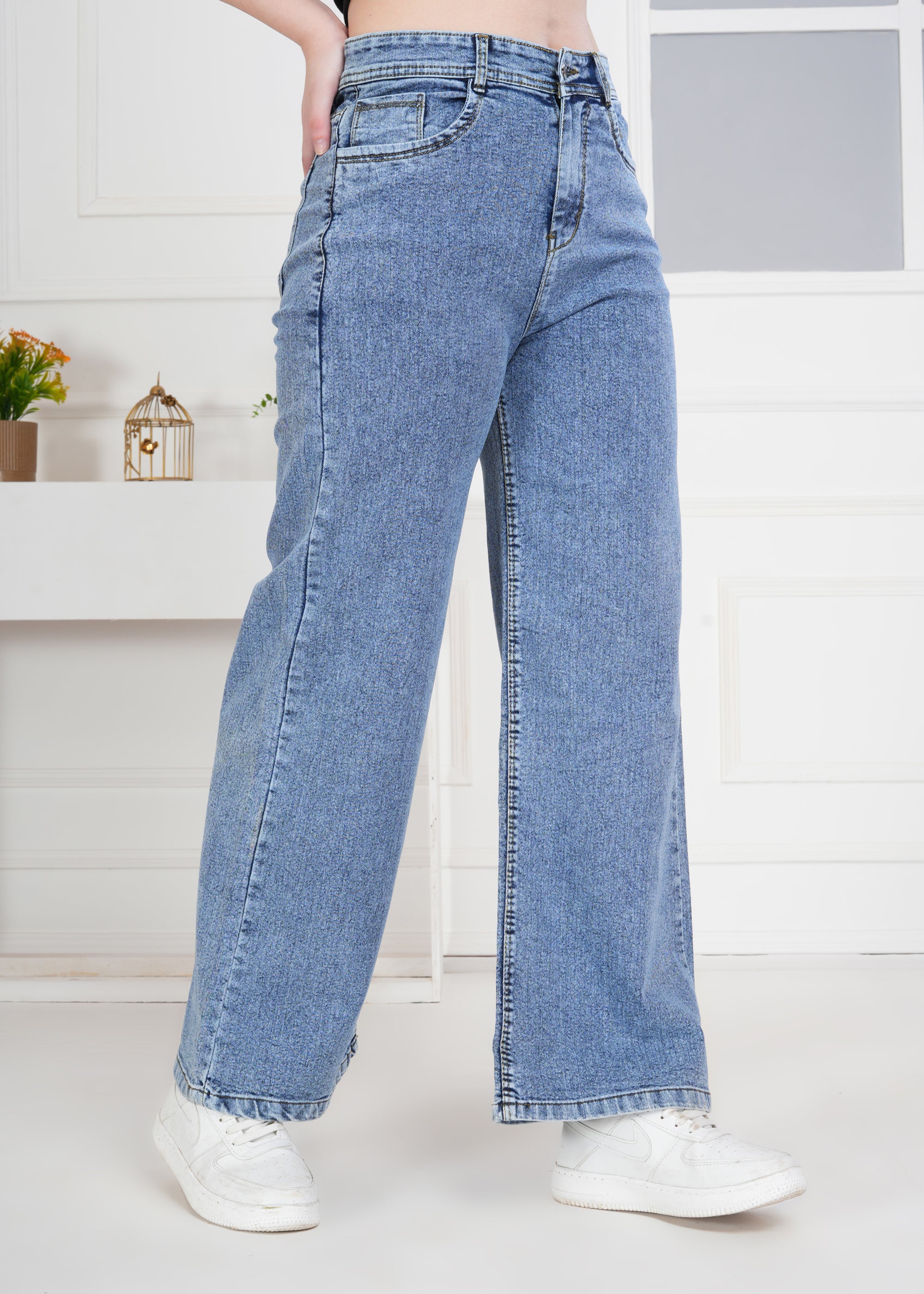 Women Bootcut High Rise Light Fade Blue Jeans