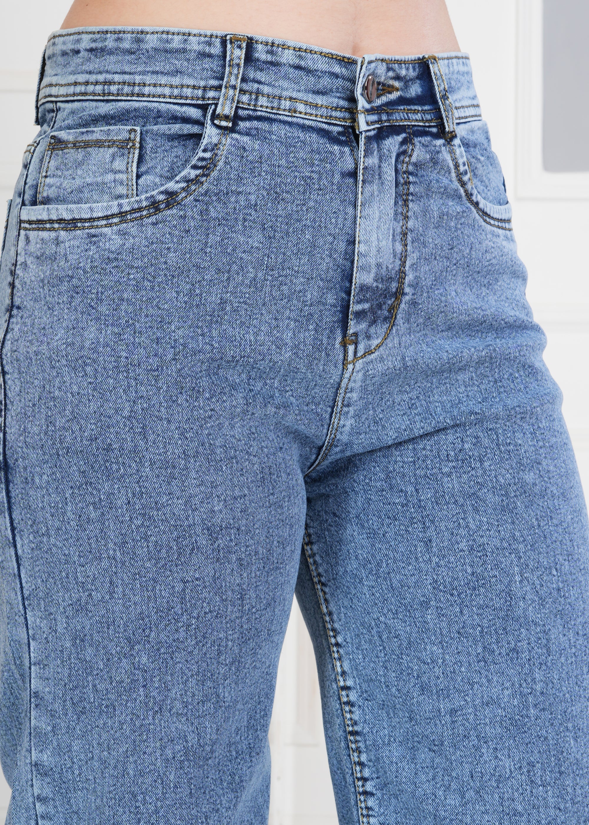 Women Bootcut High Rise Light Fade Sky Blue Jeans