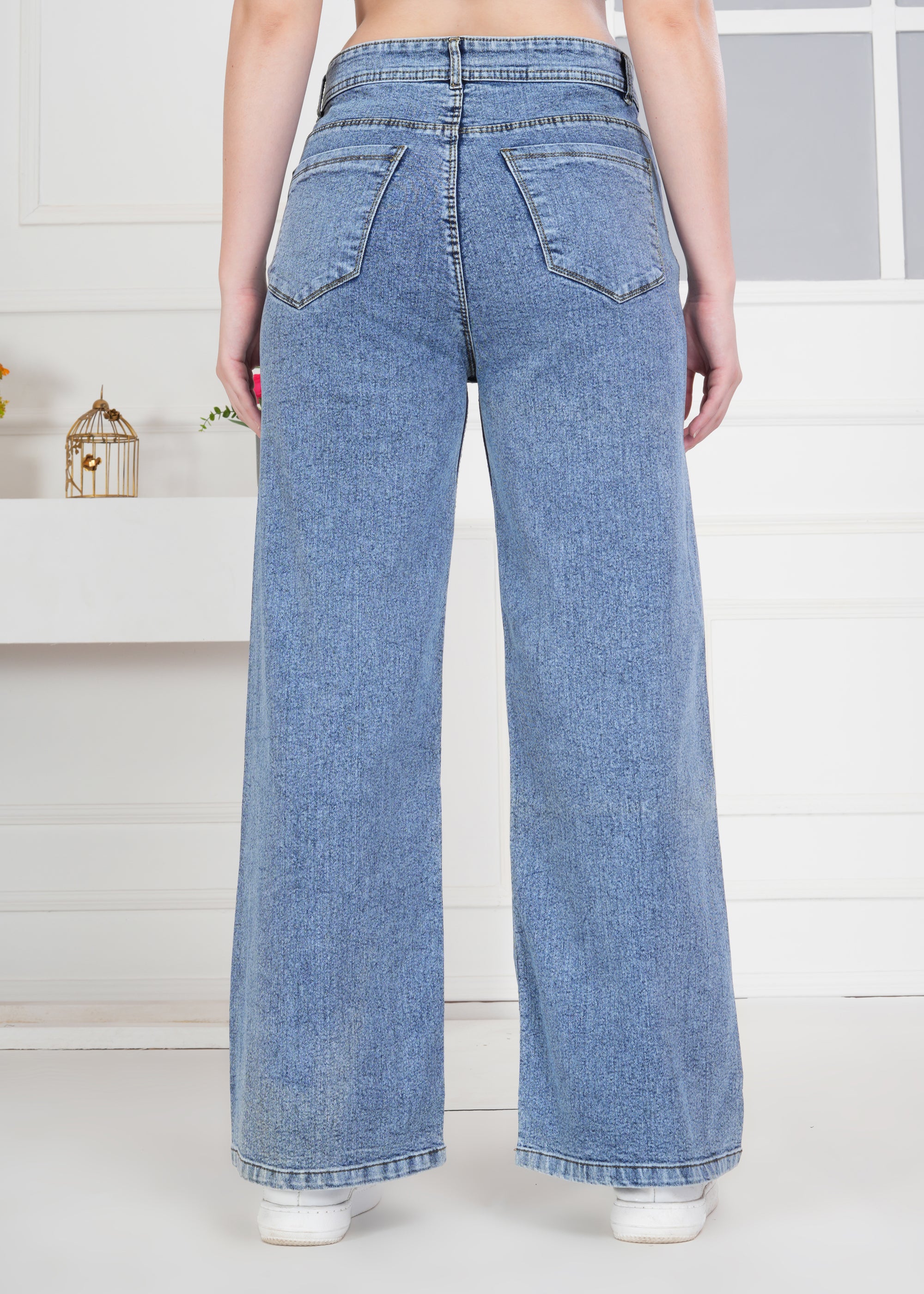 Women Bootcut High Rise Light Fade Blue Jeans