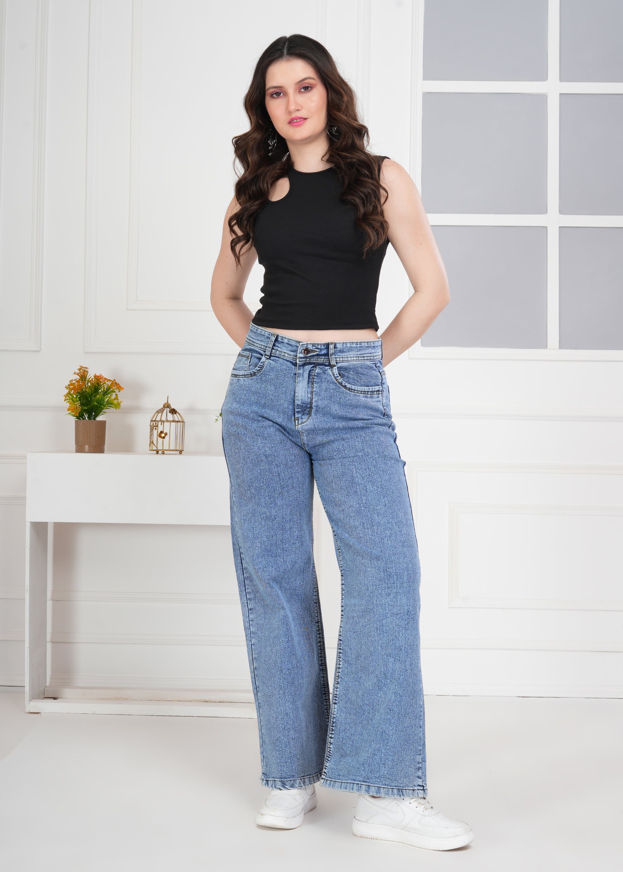 Women Bootcut High Rise Light Fade Blue Jeans