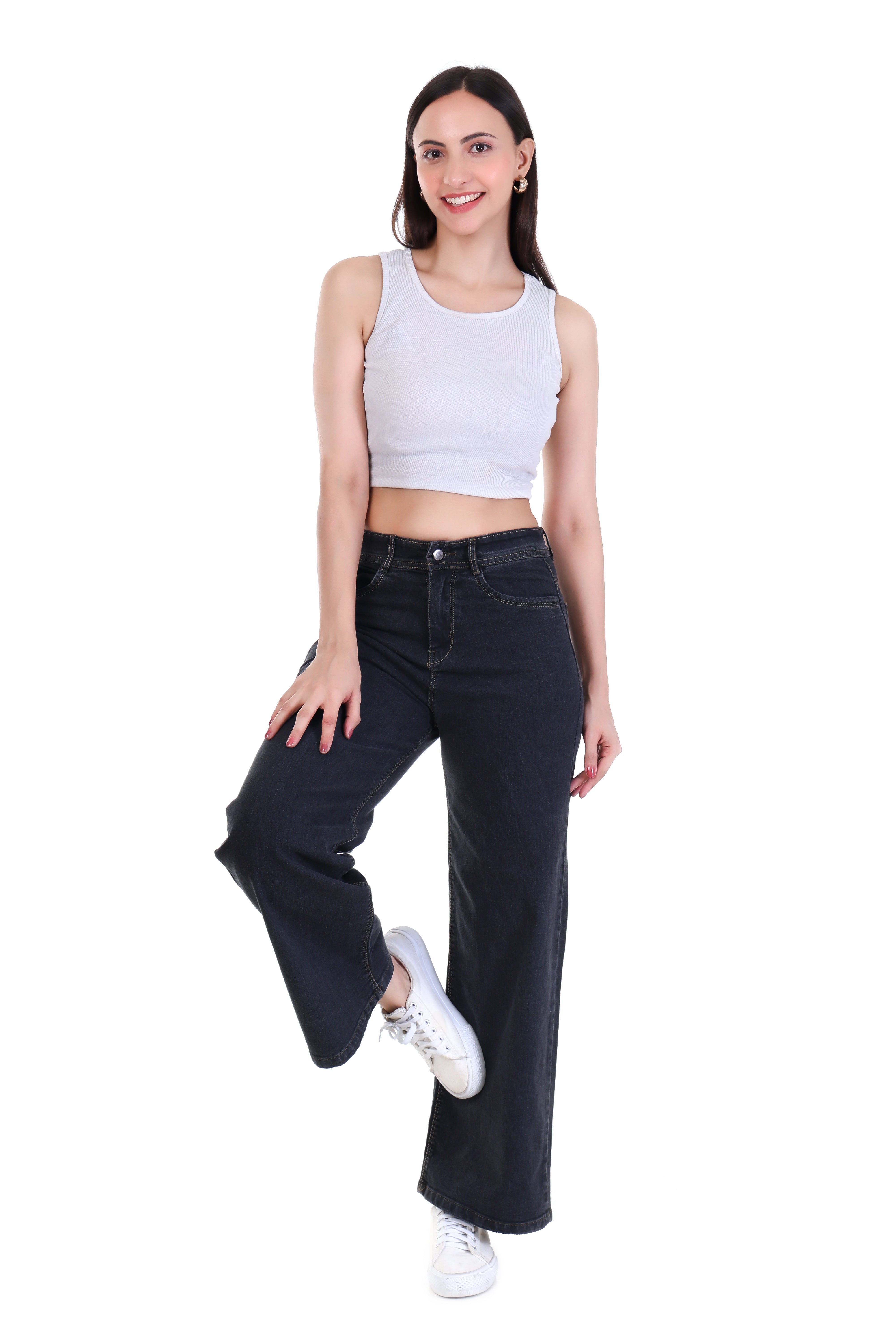Women Bootcut High Rise Light Fade Steel Grey Jeans