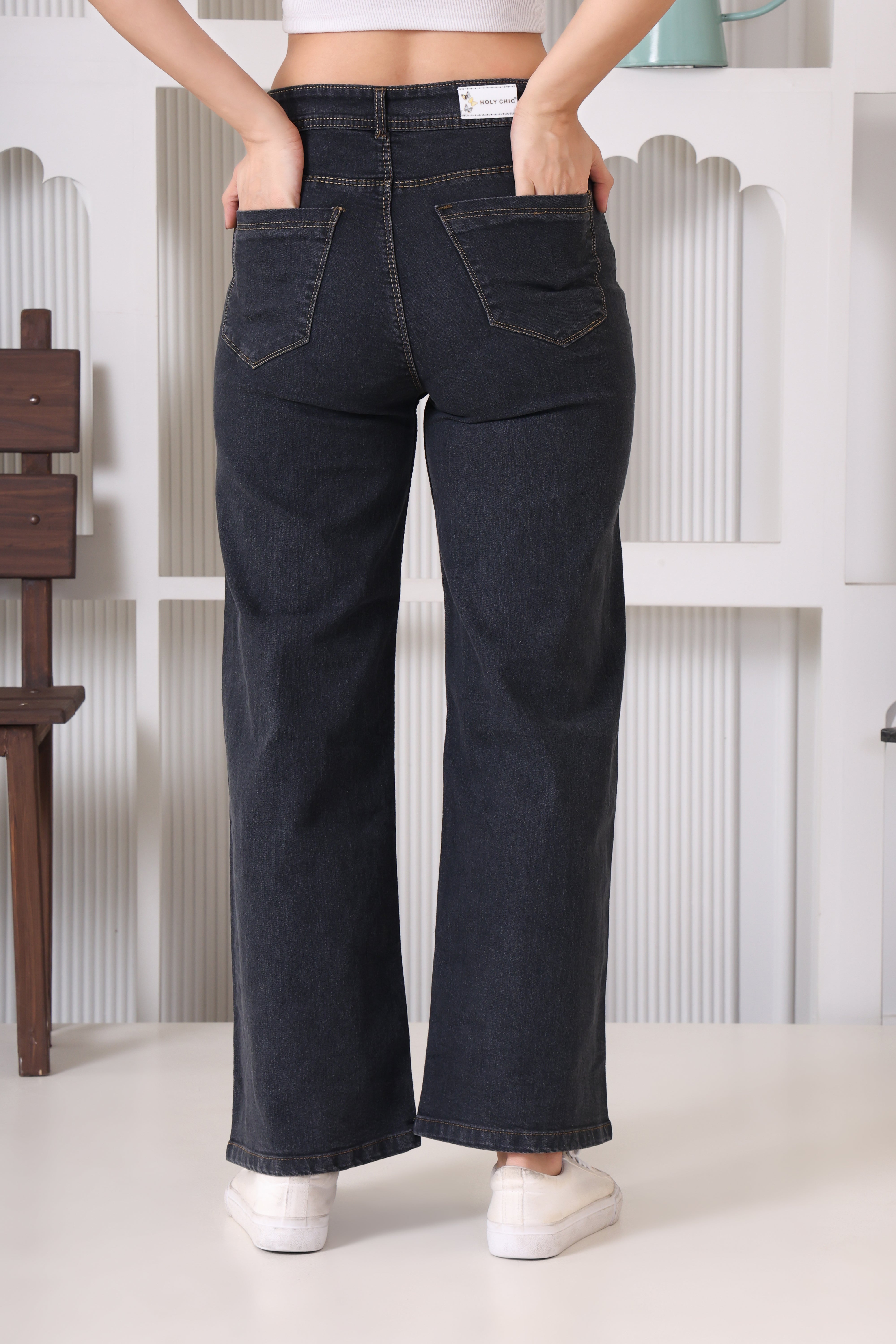 Women Bootcut High Rise Light Fade Steel Grey Jeans